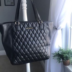 Vera Bradley Quilted Ella Tote- Black Leather